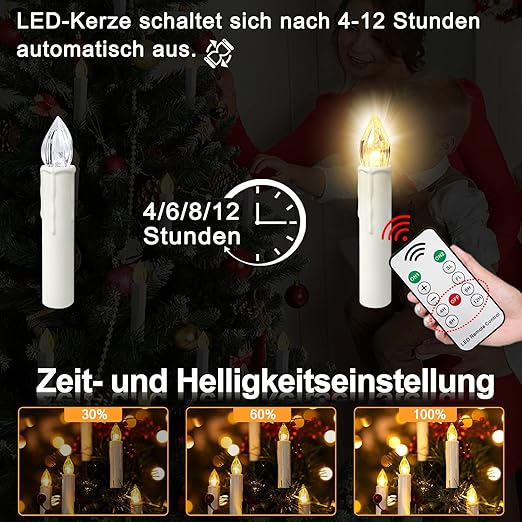 🎄Bezdrátové bezplamenné svíčky s dálkovým ovládáním a klipy
