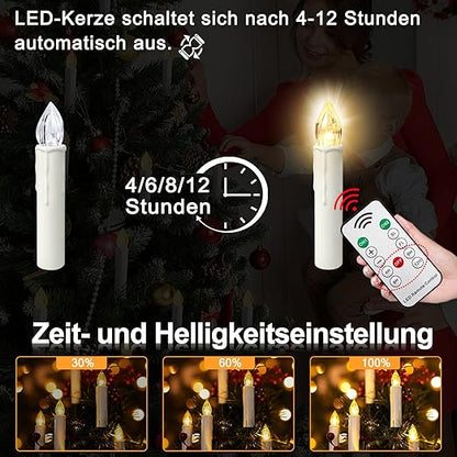 🎄Bezdrátové bezplamenné svíčky s dálkovým ovládáním a klipy