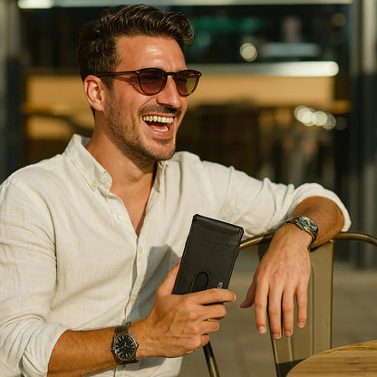 💴Pánská peněženka s RFID blokováním a slotem AirTag – Ručně vyrobená kožená peněženka s pouzdrem na karty s rychlým přístupem a velkou kapacitou