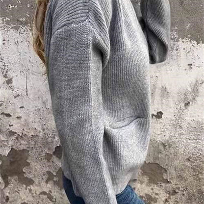 Dámská pohodlná pletená bunda se zipem