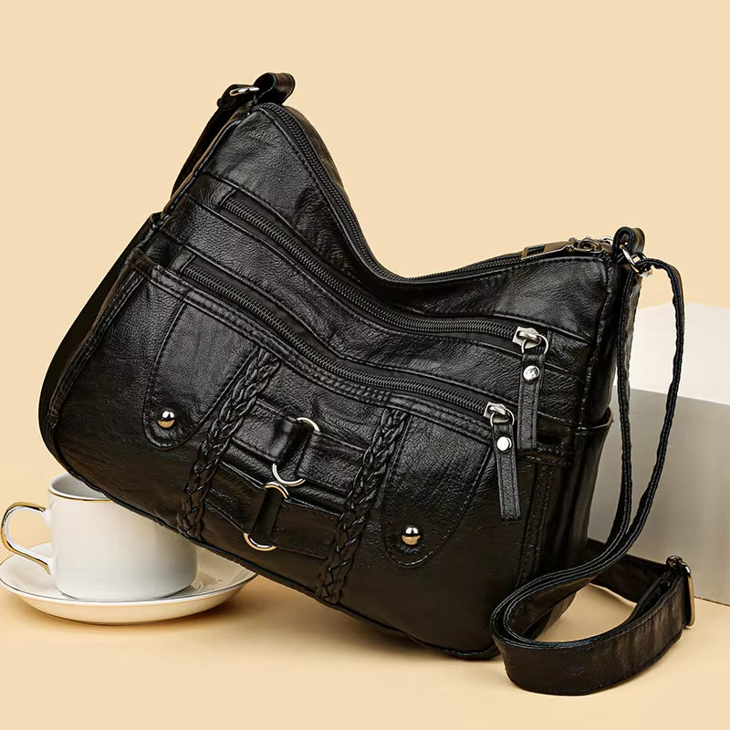 Kabelka přes rameno z prané kůže 👜