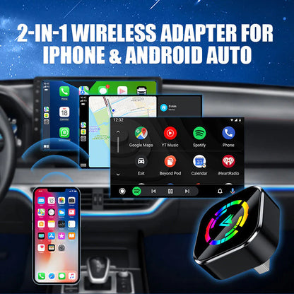 2 v 1 bezdrátový adaptér pro zařízení iPhone a Android Auto