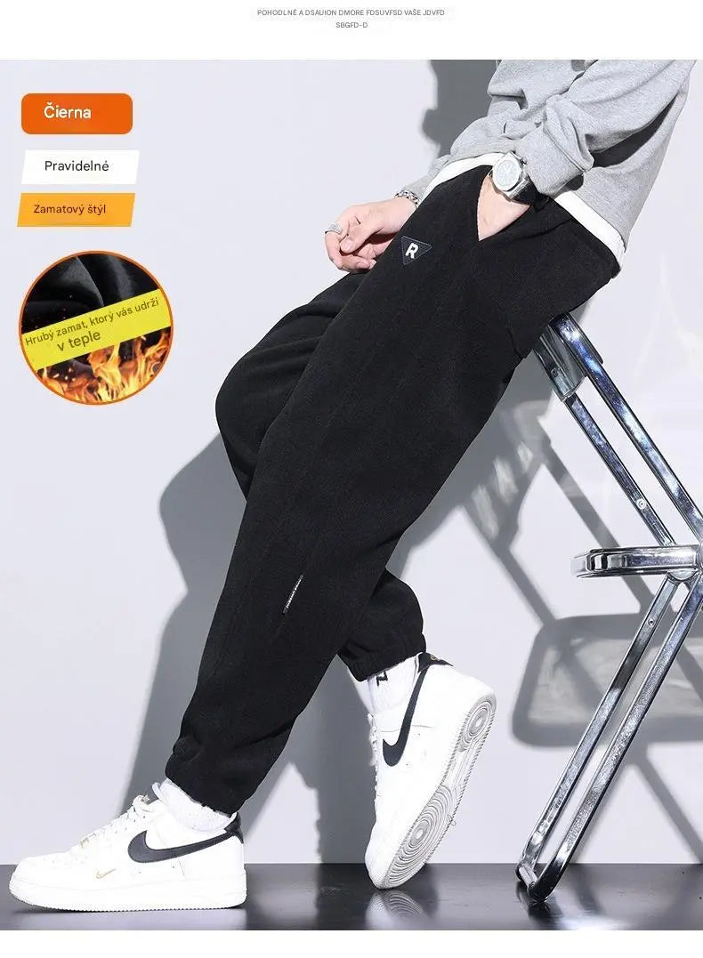 🍂🔥【50% SLEVA】🔥【M-5XL】🖤Nové zimní kalhoty pro muže, plus samet a hrubý manšestr, teplé a ležérní pánské kalhoty