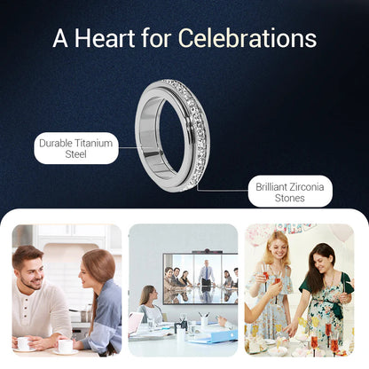 Otočný kroužek z titanové oceli a zirkonia – hypoalergenní, lesklý a zmírňující stres