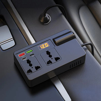 Přenosný měnič do auta 12 V/24 V – 220 V s digitálním displejem