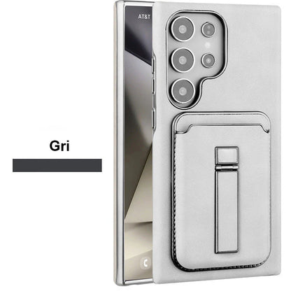 Kožené magnetické pouzdro s držákem karet a krytem pro Samsung S23-S25 Series