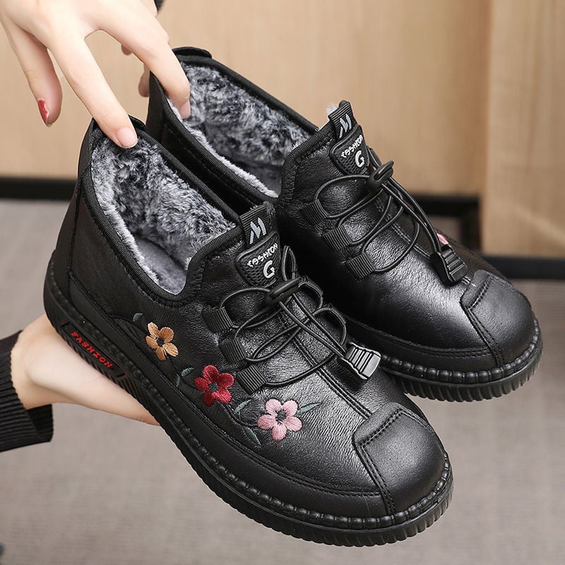 👢Dámské mokasíny z kůže a kožešiny, měkké a teplé👩