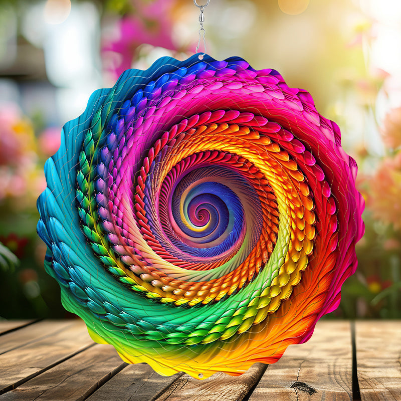 🌺3D barevná rotující zvonkohra – 🏠Zahradní závěsná dekorace