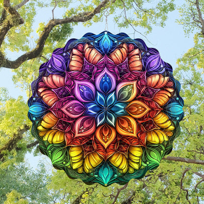 🌺3D barevná rotující zvonkohra – 🏠Zahradní závěsná dekorace
