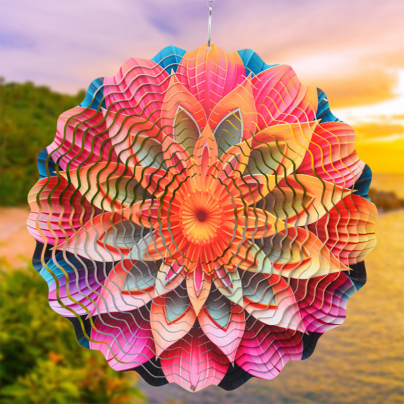 🌺3D barevná rotující zvonkohra – 🏠Zahradní závěsná dekorace