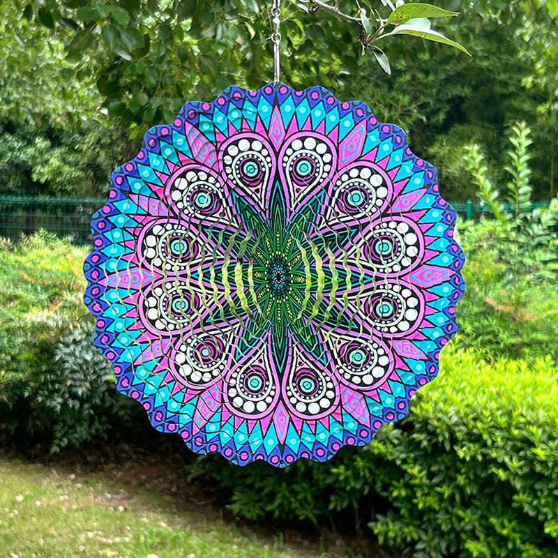🌺3D barevná rotující zvonkohra – 🏠Zahradní závěsná dekorace