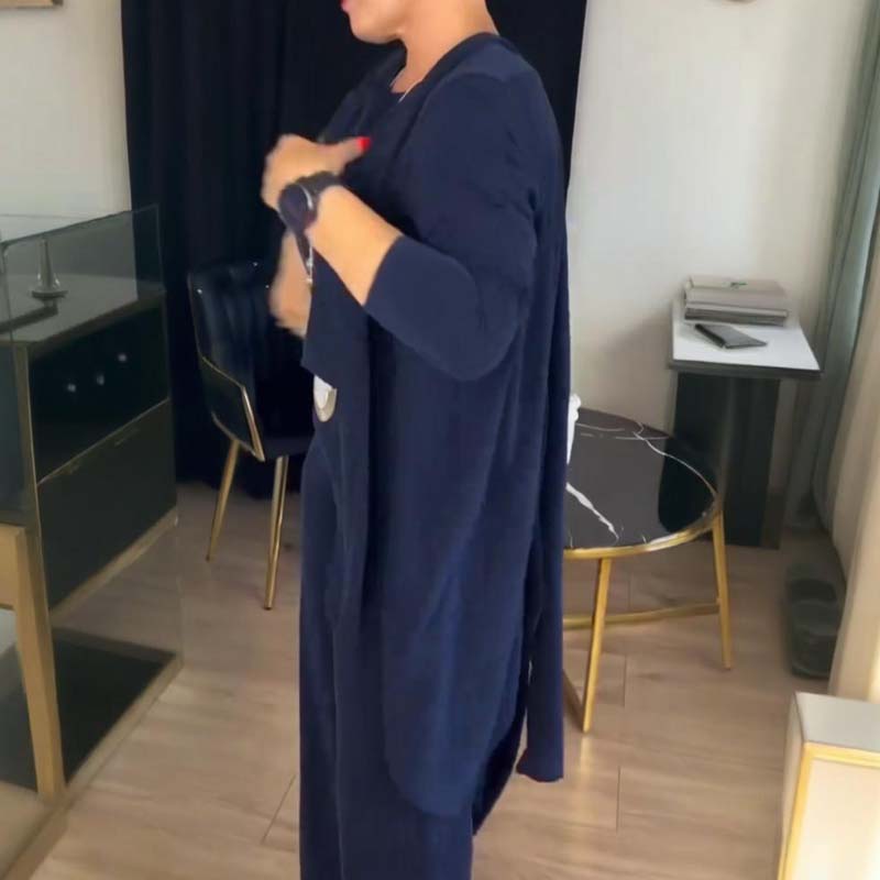 💝Elegantní třídílná sada s dlouhým kardiganem (zahrnuje blůzu a kalhoty)