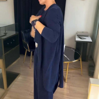 💝Elegantní třídílná sada s dlouhým kardiganem (zahrnuje blůzu a kalhoty)