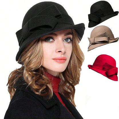 Dámský vintage klobouk s mašlí na boku