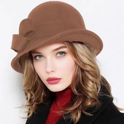 Dámský vintage klobouk s mašlí na boku