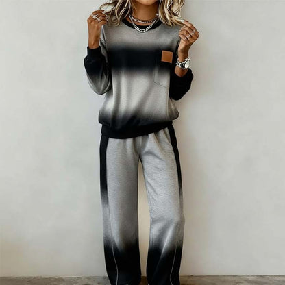 Souprava mikiny a kalhot s gradientním vzorem – měkké a pohodlné podzimní/zimní oblečení na doma s unikátním gradientním designem