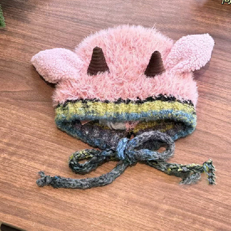 🧢Nadýchaná čepice ve tvaru beránka s rozkošnými ušima 🧣