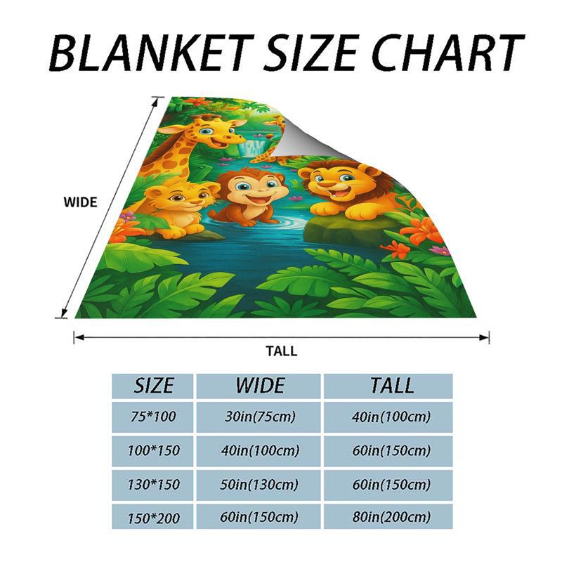 🔥🧣Plyšová flanelová deka s potiskem kreslené džungle