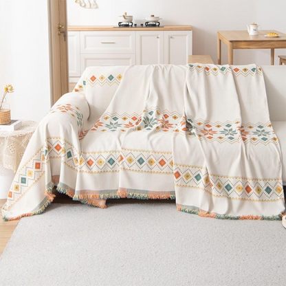 Oboustranný potah na pohovku v bohémském stylu s třásněmi