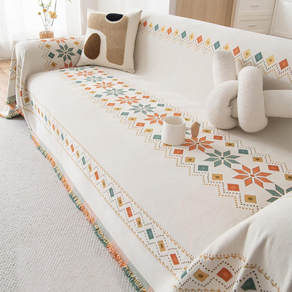 Oboustranný potah na pohovku v bohémském stylu s třásněmi