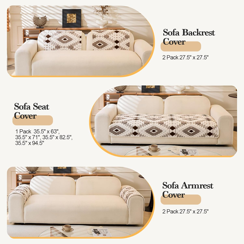 🛋️✨Moderní geometrický plyšový potah na pohovku